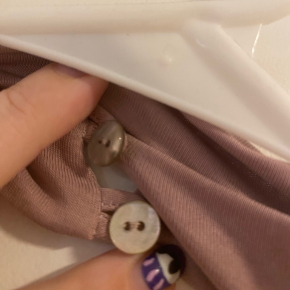 BELL SLEEVE NECK CUTOUT MAUVE SUEDE BLOUSE - Picture 6 of 8